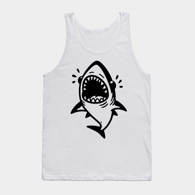 Stick Figure of a Shark in Black Ink Tank Top by WelshDesigns